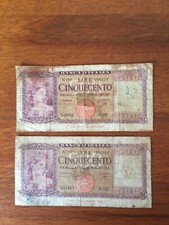 carta moneta italiana rara usata banconote da 500 lire del 1947, con difetti di 