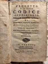 Progetto d’ Un nuovo codice giudicario nelle cause.. libro antico Settecentina