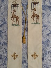 Stola Sacerdotale Antica Bianca Ricamata