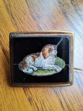 SPILLA MICROMOSAICO CANE. ITALIA GRAND TOUR. ORO 14