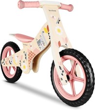 Bicicletta di Legno Senza Pedali SPRING BIKE, Cavalcabile Rosa Per l'Equilibrio