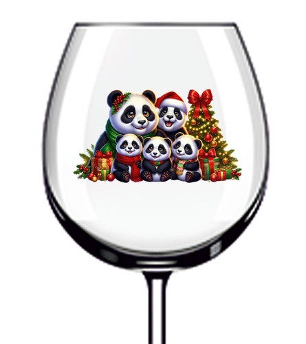 12x adesivo natale panda - natale,