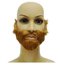 1 x barba finta marrone per feste adesivi uomo adulti halloween K.3520