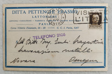 cartolina pavia pubblicitarie lattoniere viaggiata 1941 formato piccolo
