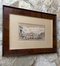 Quadro antico -Napoli, Piazza Plebiscito- realizzato a tecnica mista su carta