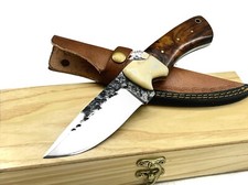 COLTELLO ARTIGIANALE DA CACCIA IN ACCIAIO BALESTRA LAMA FISSA BUSHCRAFT SCATOLA
