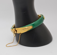 Gold tone & green enamel