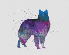 Acquerello cane cucciolo pastore belga. Punto croce grande, moderno, originale.