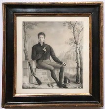 Disegno 1821 " Il Cacciatore " Porta Una Firma