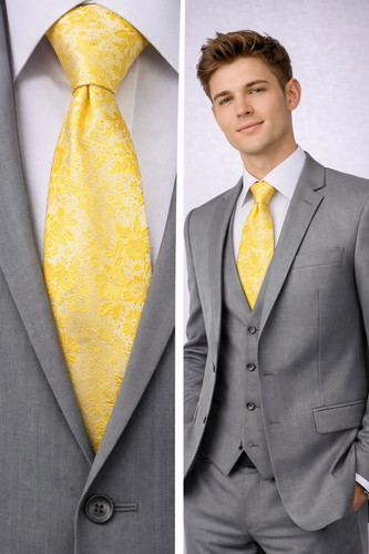 Cravatta uomo giallo paisley - giallo,