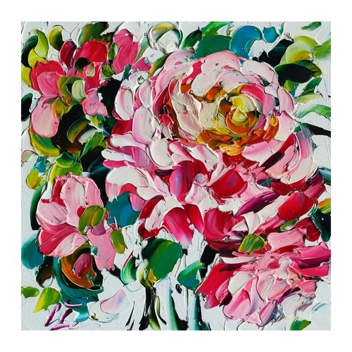 Original oil painting - painting, rose