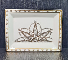 borbonese svuotatasche porcellana bone china con decoro oro cm 13,7 x 10