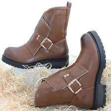 Scarpe donna Stivali Stivaletti Biker boots Comodi strass Fibbia YL02