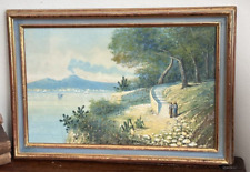 Quadro con cornice - Guazzo - gouache Napoli -Vesuvio