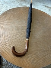 Antico ombrello da uomo nero manico storto 9 ct laminato oro colletto paragone di volpe