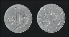 1 LIRA 1955 BILANCIA E