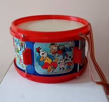 Tamburo giocattolo Walt Disney anni '70 con scatola originale.