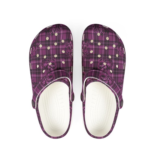 Zoccoli quadri viola scarpe - zoccoli, a