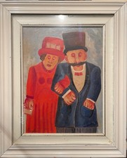 Dipinto olio su tela, Franz Borghese, Coniugi, XX secolo