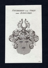 1820 Pietra Altenstein Stemma Nobiltà Insegna Araldica Incisione