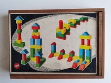 ANTICA SCATOLA DI COSTRUZIONI IN LEGNO DELLA HEROS - 50 PEZZI