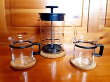 Set Bodum Latteo Cappuccino + 2 tazze vetro e sottobicchieri sughero Picard Star