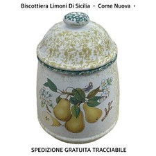 BISCOTTIERA IN CERAMICA Contenitore Con Coperchio • Limoni Di Sicilia • Vintage