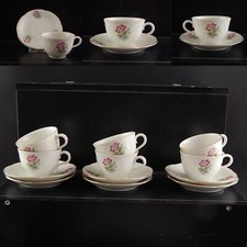 VINTAGE ELEGANTE SET 6 TAZZINE CAFFÈ PORCELLANA RICHARD GINORI ROSA CANINA