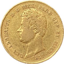 #I3202 Regno di Sardegna : 20 Lire 1831 P Oro - Carlo Alberto di Savoia - RARA