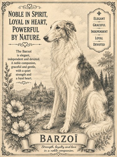 Affiche barzoï cane - barzoï,