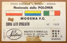CALCIO MODENA POLONIA RARO BIGLIETTO AMICHEVOLE AL BRAGLIA 1982