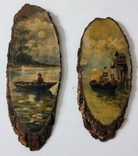 2 QUADRI SU LEGNO PAESAGGIO 900