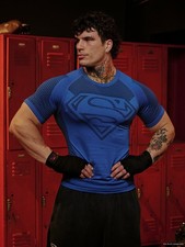 T-shirt uomo Superman co-branded traspirante aderente sport fitness manica corta