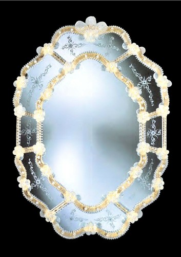 Specchiera ovale vetro - vetro, di