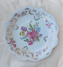 Piatto Porcellana Vintage Germany Bavaria Fiori Oro
