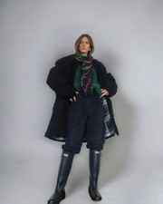 Cappotto uomo caban vintage blu lana XL