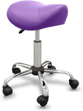 Sgabello Tipo Pony, Ergonomico, Con Base in Acciaio, Colore Viola, Rivestimento 