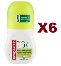 6 PEZZI BOROTALCO ROLL ON ACTIVE GIALLO DEODORANTE 50 ML PROFUMO DI CEDRO E LIME