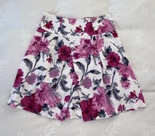 BENETTON gonna a fiori larga a pieghe cotone bianco viola donna ragazza tg 40