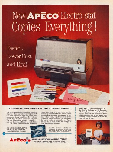 1962 apeco fotocopiatrice - apeco, a