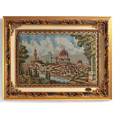 Arazzi da Parete Arazzo Stile Antico Quadro Cornice in Legno Veduta di Firenze 