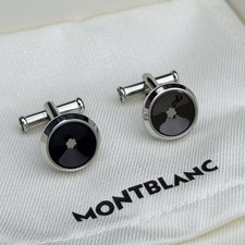 Gemelli Montblanc Star forma rotonda in acciaio inox resina nera intarsiata senza scatola