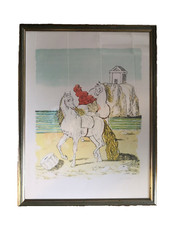 Giorgio De Chirico Autentica Litografia Prova d'autore "Cavalli al tempo" Rara!!!