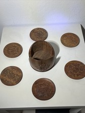 sottobicchieri vintage in legno SHEESHAM (palissandro Indiano) Intagliati a Mano