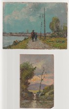 B. GHIVARELLO ? OLIO SU CARTONE N. 2 QUADRO DIPINTO PAESAGGI 