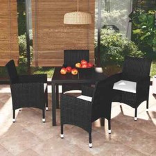 VidaXL Set da Pranzo per Giardino 5 pz con Cuscini Polyrattan Nero