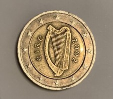 Moneta da 2 euro Irlanda rara EIRE 2002 con errore di conio unica al mondo 
