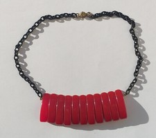 Collana in bachelite rossa vintage Art Dèco - bakelite necklace