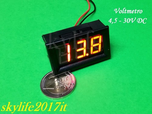 Voltmetro pannello rosso dc - da,