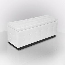 PANCA CONTENITORE CM 138X42 H. 46 IN ECOPELLE BIANCA